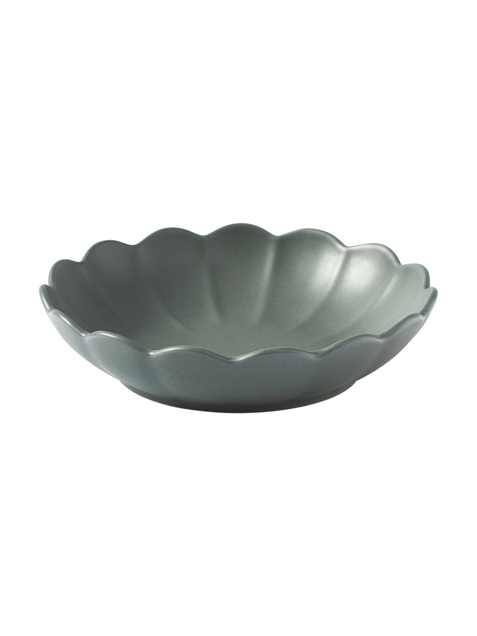 Misky Sabina, 4 ks, Kamenina, Tmavě zelená, matná, Ø 22 cm