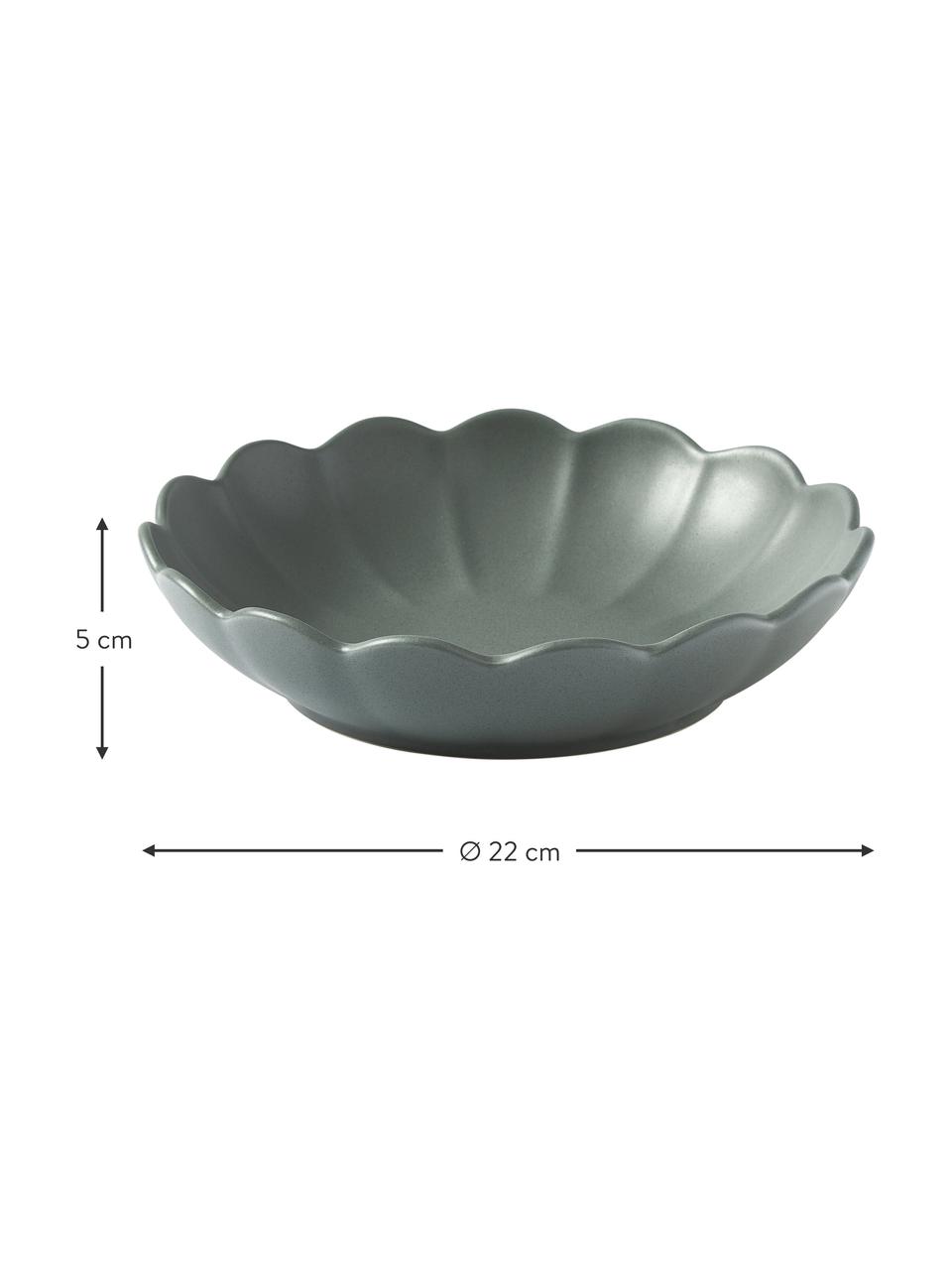 Misky Sabina, 4 ks, Kamenina, Tmavě zelená, matná, Ø 22 cm