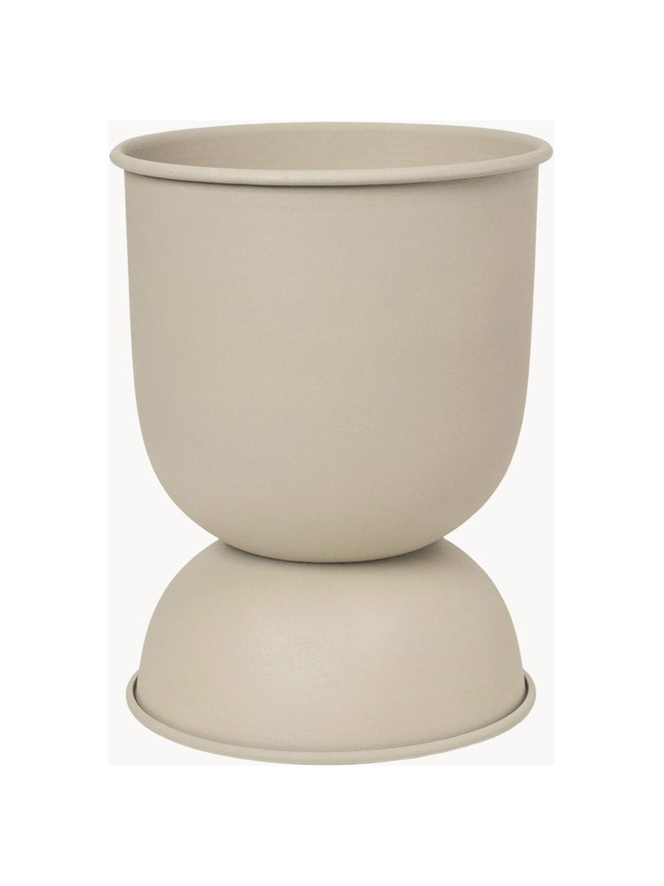 Cache-pot Hourglass, haut. 30 cm, Fer, enduit, Beige clair, mat, Ø 21 x haut. 30 cm