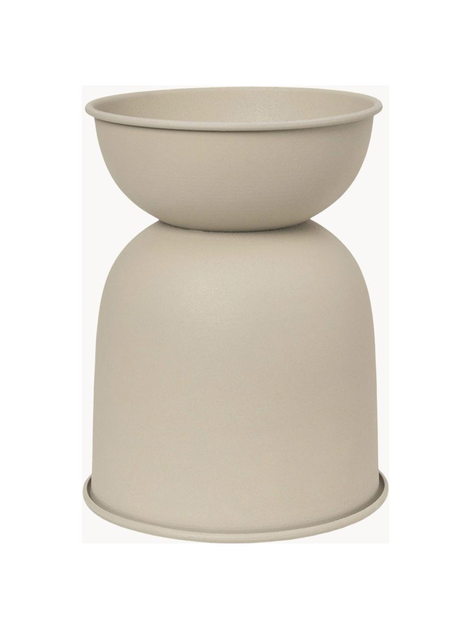 Cache-pot Hourglass, haut. 30 cm, Fer, enduit, Beige clair, mat, Ø 21 x haut. 30 cm