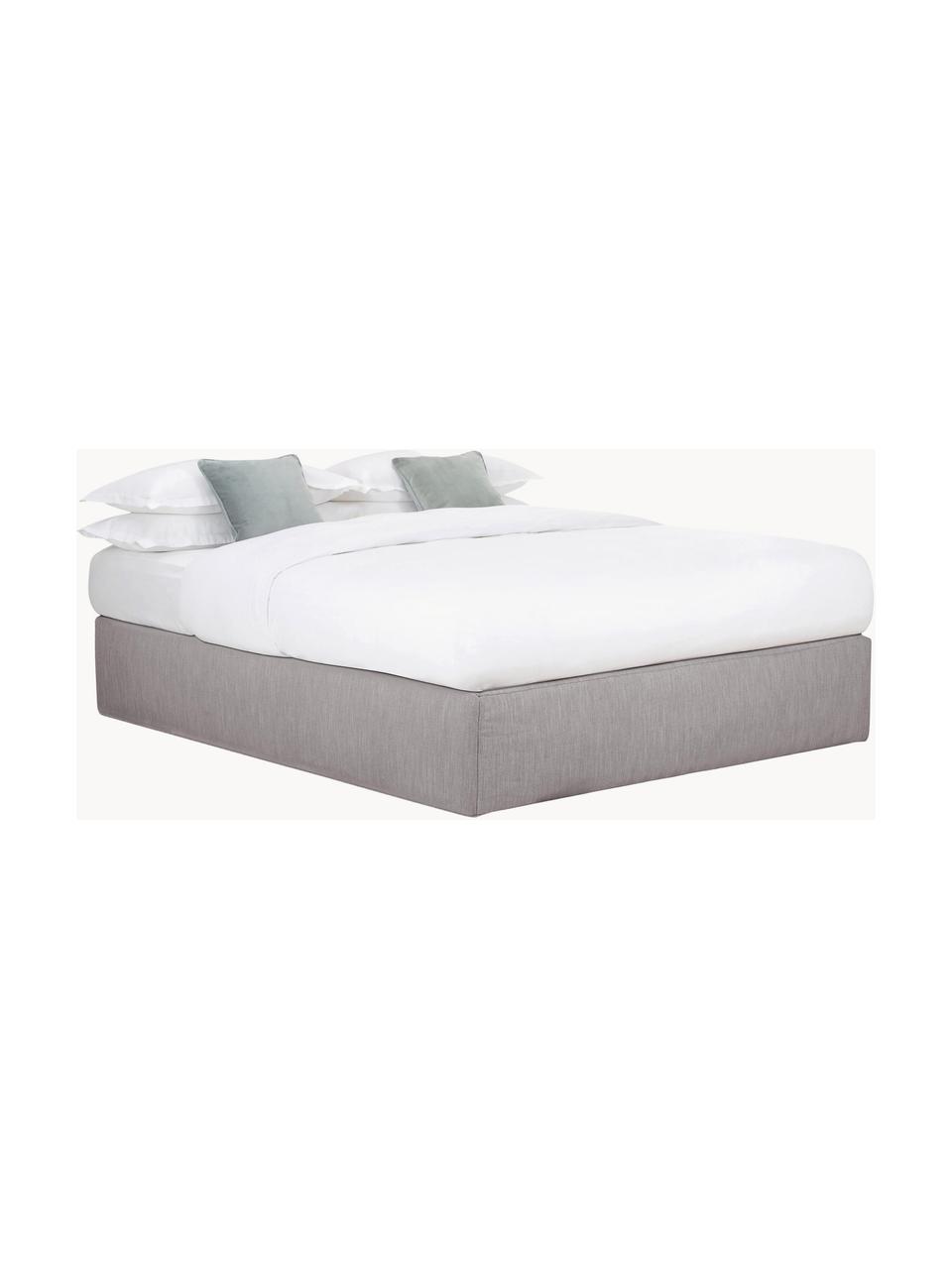 Boxspringbed Enya, Matras: 5-zones pocketvering, Poten: kunststof, Geweven stof grijs, B 140 x L 200 cm, hardheidsgraad H2