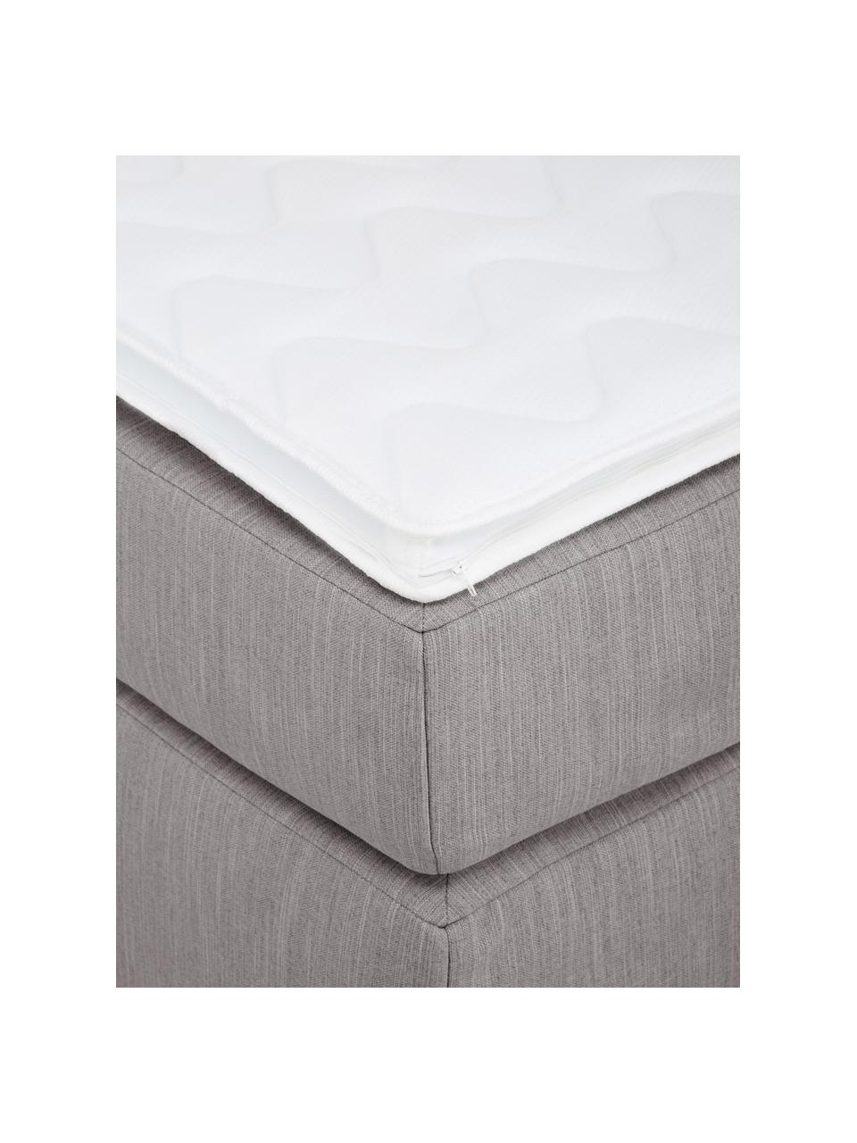 Boxspringbett Enya, Matratze: 5-Zonen-Taschenfederkern, Füße: Kunststoff Dieses Produkt, Webstoff Grau, B 140 x L 200 cm, Härtegrad H2