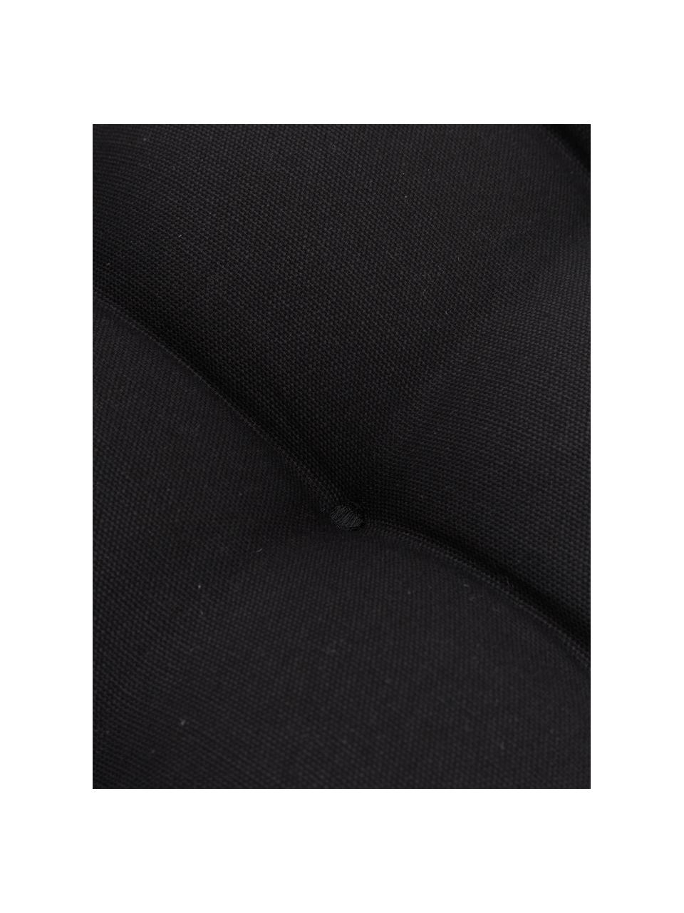 Coussin de chaise 40x40 noir à houppes Ava, Noir, larg. 40 x long. 40 cm