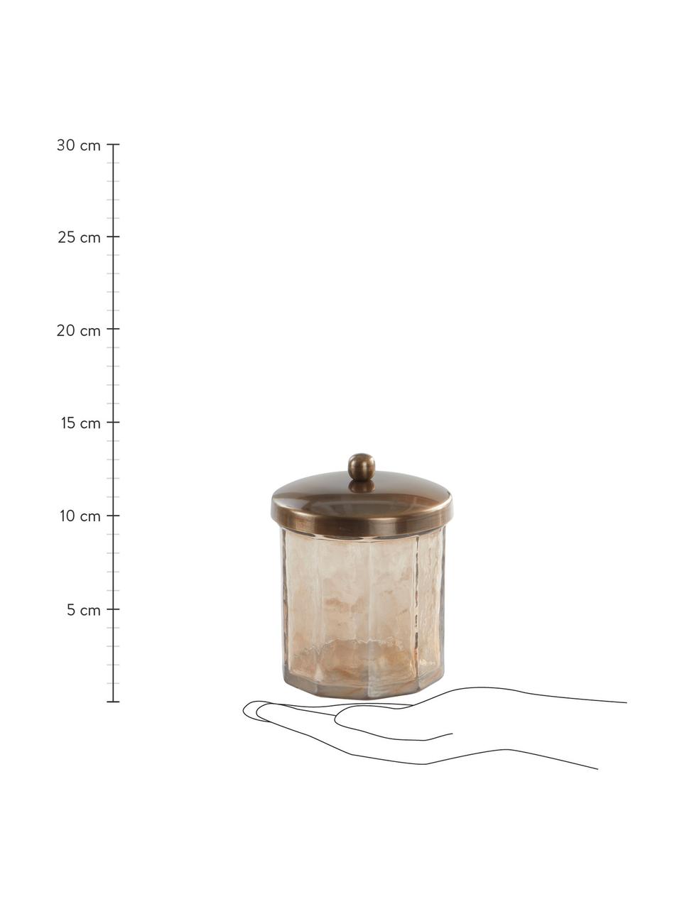 Aufbewahrungsdose Charlisa in Braun/Transparent, Dose: Zierglas, Deckel: Metall, beschichtet, Braun, Transparent, Ø 10 x H 13 cm