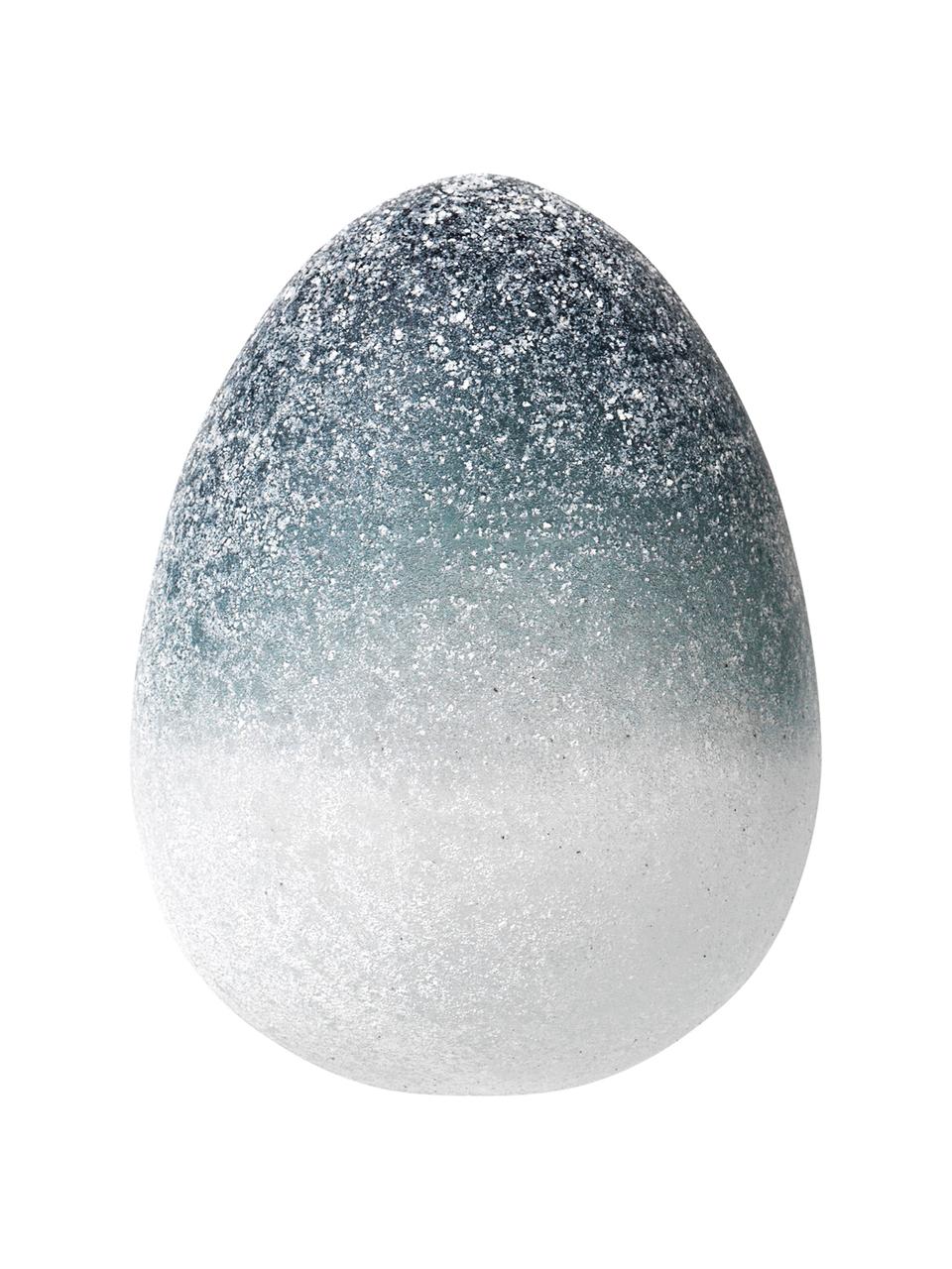 Huevo decorativo artesanal Gina, Vidrio, Azul, blanco, Ø 11 x Al 14 cm