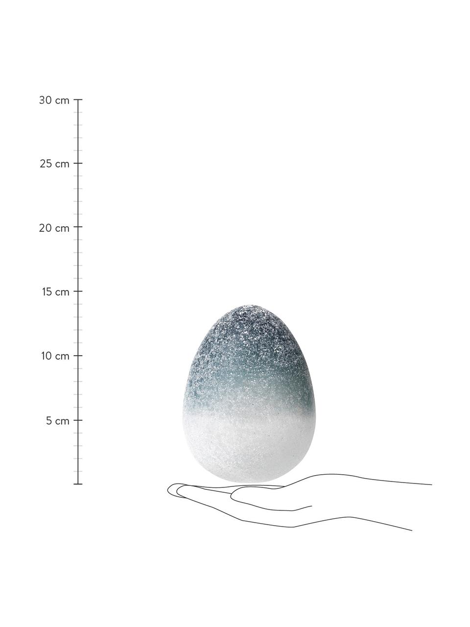 Ručně foukané dekorativní vejce Gina, Sklo, Modrá, bílá, Ø 11 cm, V 14 cm