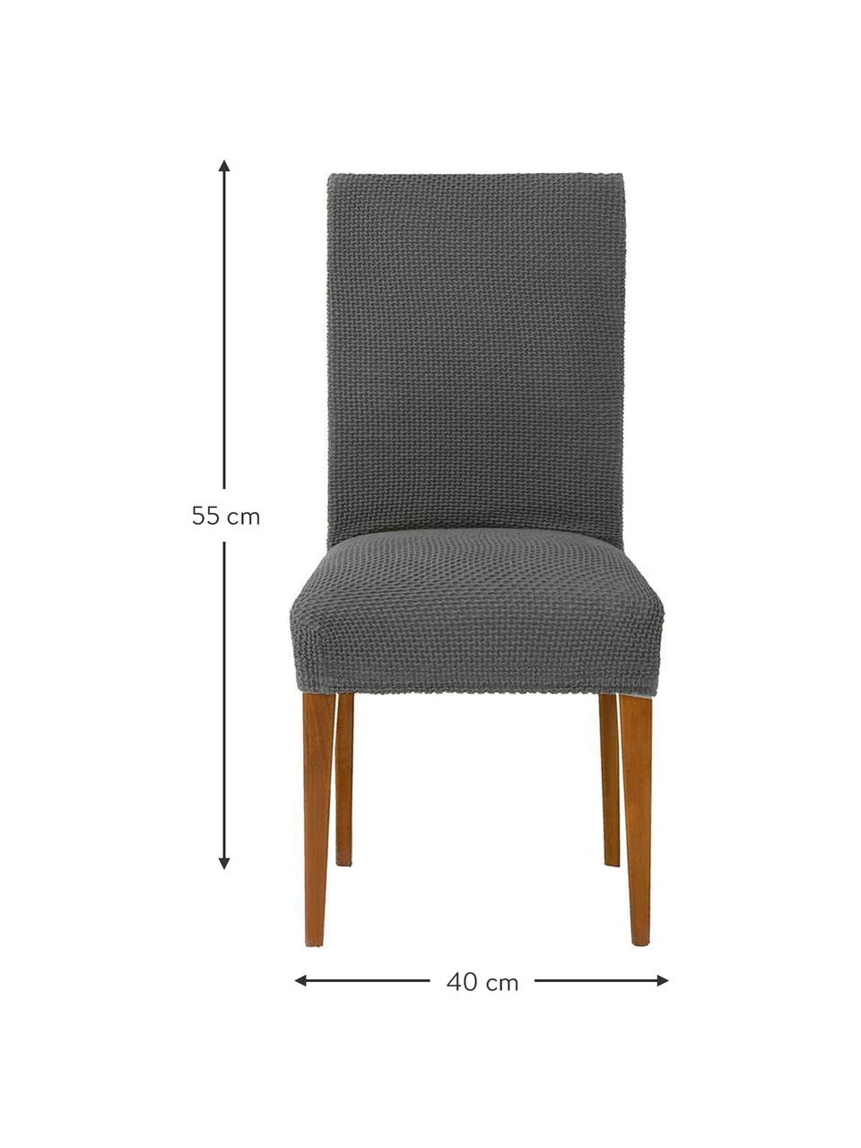 Fundas para silla Cora, 2 uds., 55% poliéster, 30% algodón, 15% elastomero, Gris, An 40 x Al 55 cm