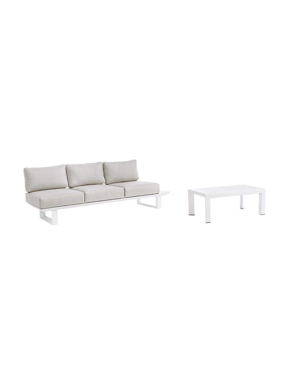 Salotto da giardino Konnor 3 pz, Rivestimento: 100% polipropilene, Struttura: alluminio verniciato a po, Beige, bianco, Set in varie misure