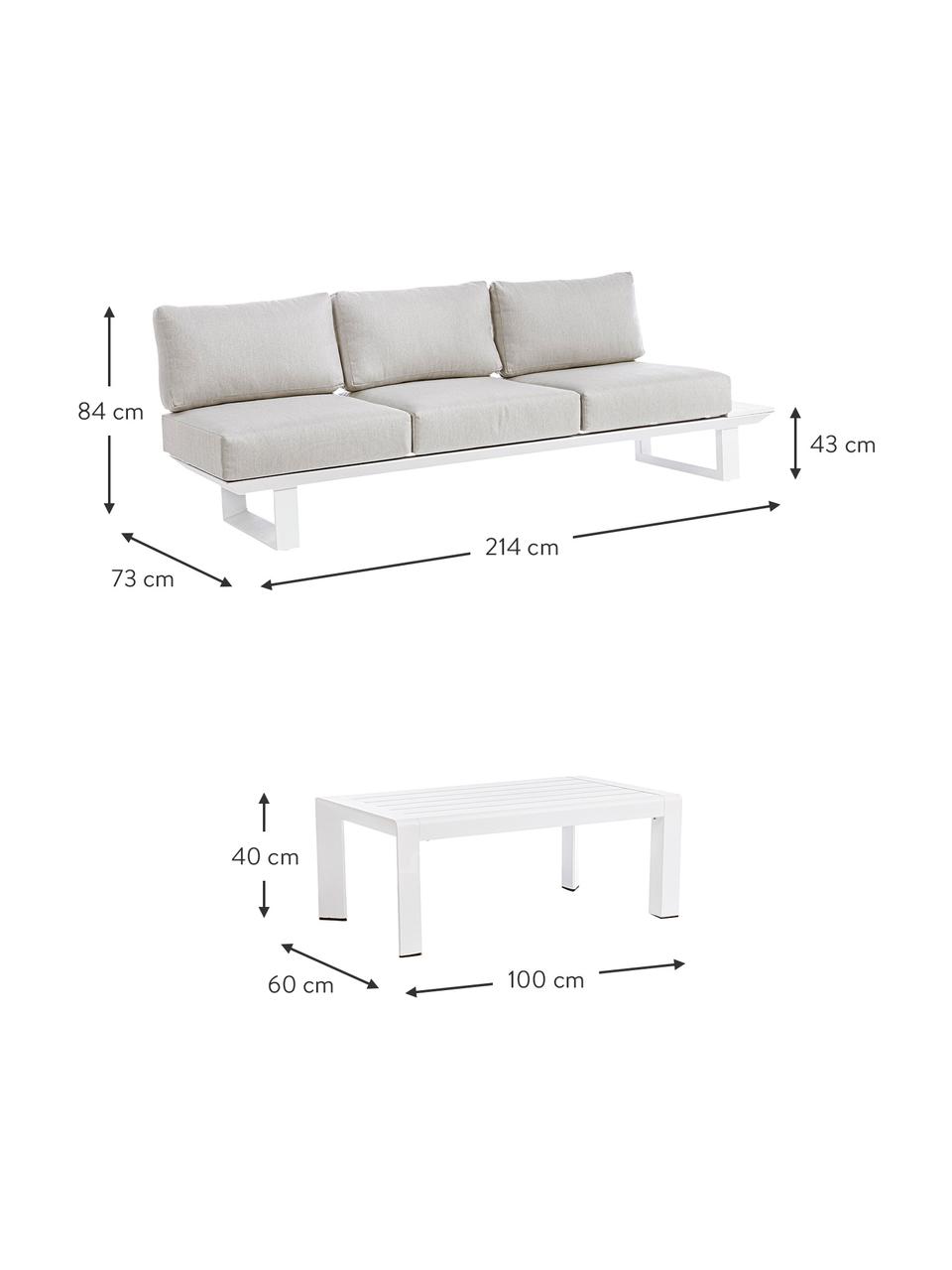 Set lounge para exterior Konnor, 3 pzas., Tapizado: 100% polipropileno, Estructura: aluminio con pintura en p, Beige, blanco, Set de diferentes tamaños