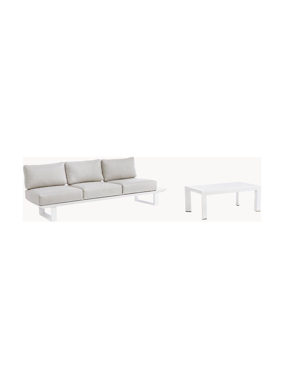 Garten-Lounge-Set Konnor, 3-tlg., Bezug: 100% Polypropylen, Gestell: Aluminium, pulverbeschich, Webstoff Hellgrau, Weiss, Set mit verschiedenen Grössen