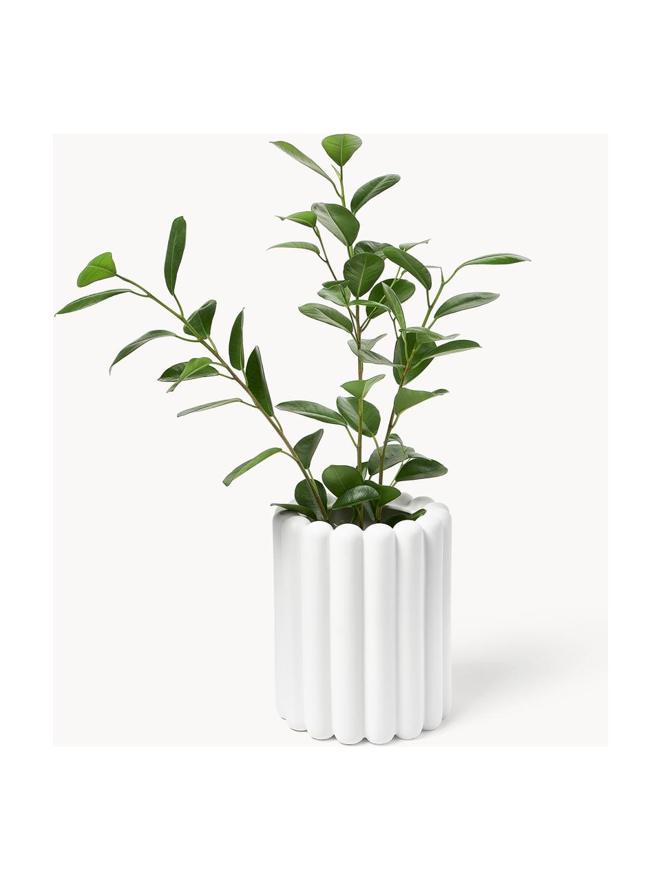 Plantenpot Mist, H 23 cm, Keramiek, Mat wit, Ø 19 x H 23 cm