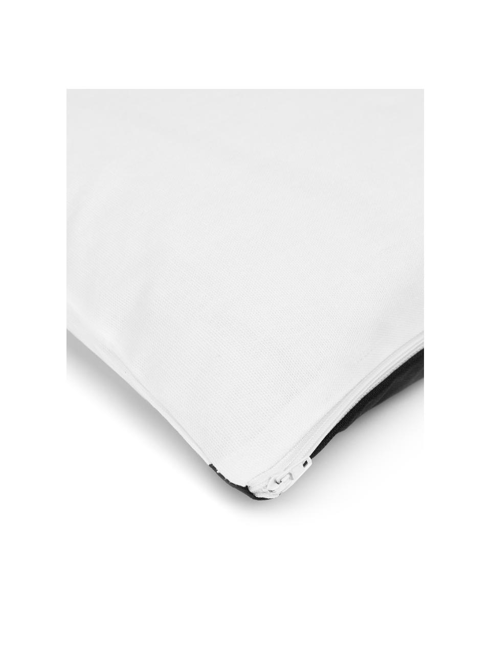Gestreifte Kissenhülle Ren, 100% Baumwolle, Weiß, Schwarz, B 30 x L 50 cm