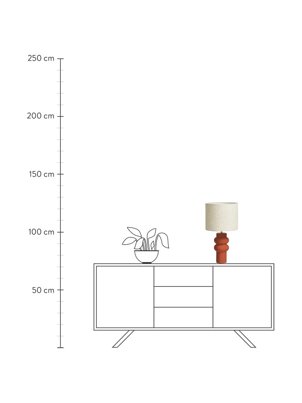 Grande lampe à poser en céramique Christine, Beige, terracotta, Ø 28 x haut. 53 cm