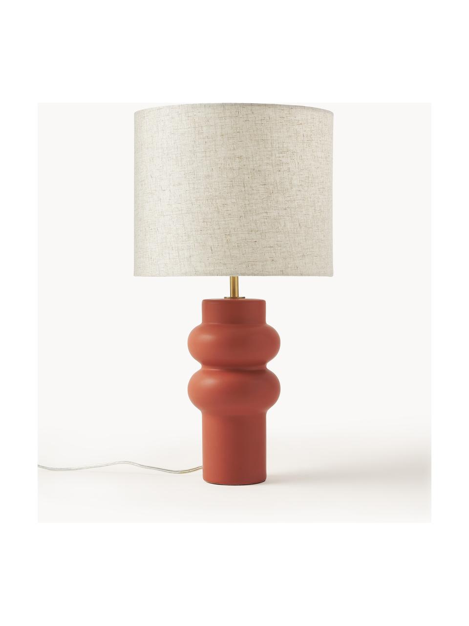 Grande lampe à poser en céramique Christine, Beige, terracotta, Ø 28 x haut. 53 cm