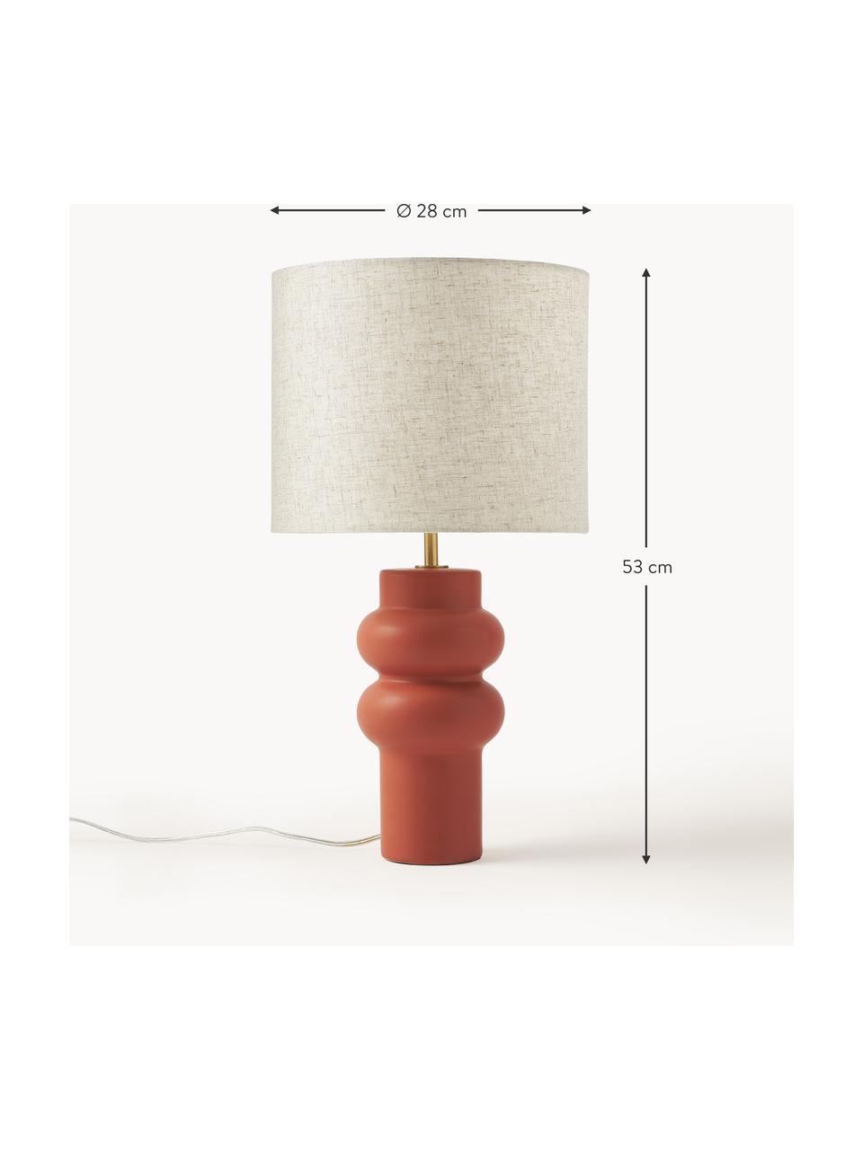 Grande lampe à poser en céramique Christine, Beige, terracotta, Ø 28 x haut. 53 cm