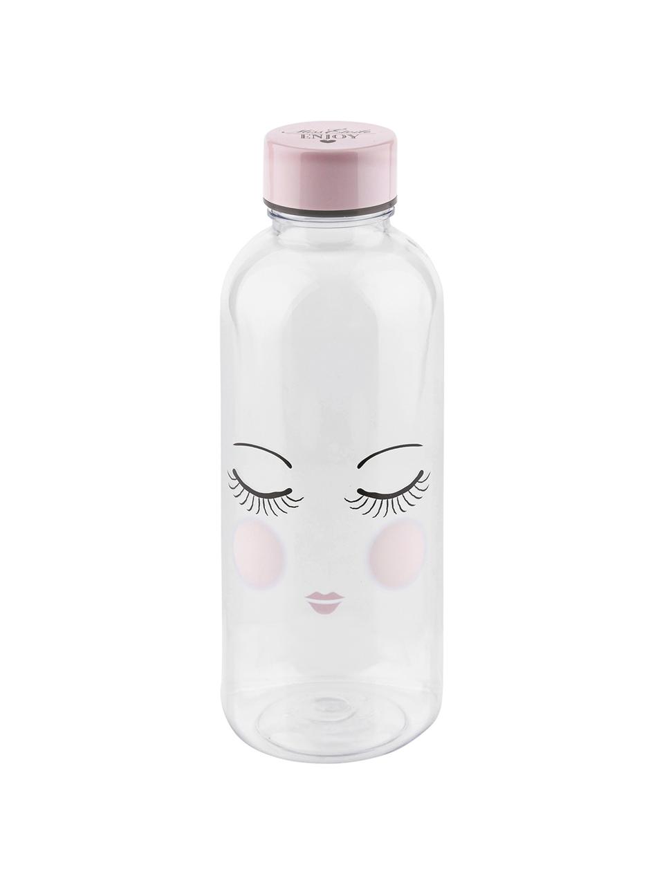 Trinkflasche Les Yeux, Kunststoff, frei von BPA, BPS und Phthalaten, Flasche: Transparent, Rosa, Schwarz Deckel: Rosa, Ø 8 x H 21 cm