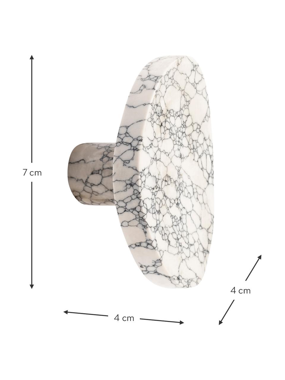 Gancio da parete in marmo Crackle, Marmo, Bianco marmorizzato, Larg. 7 x Alt. 4 cm