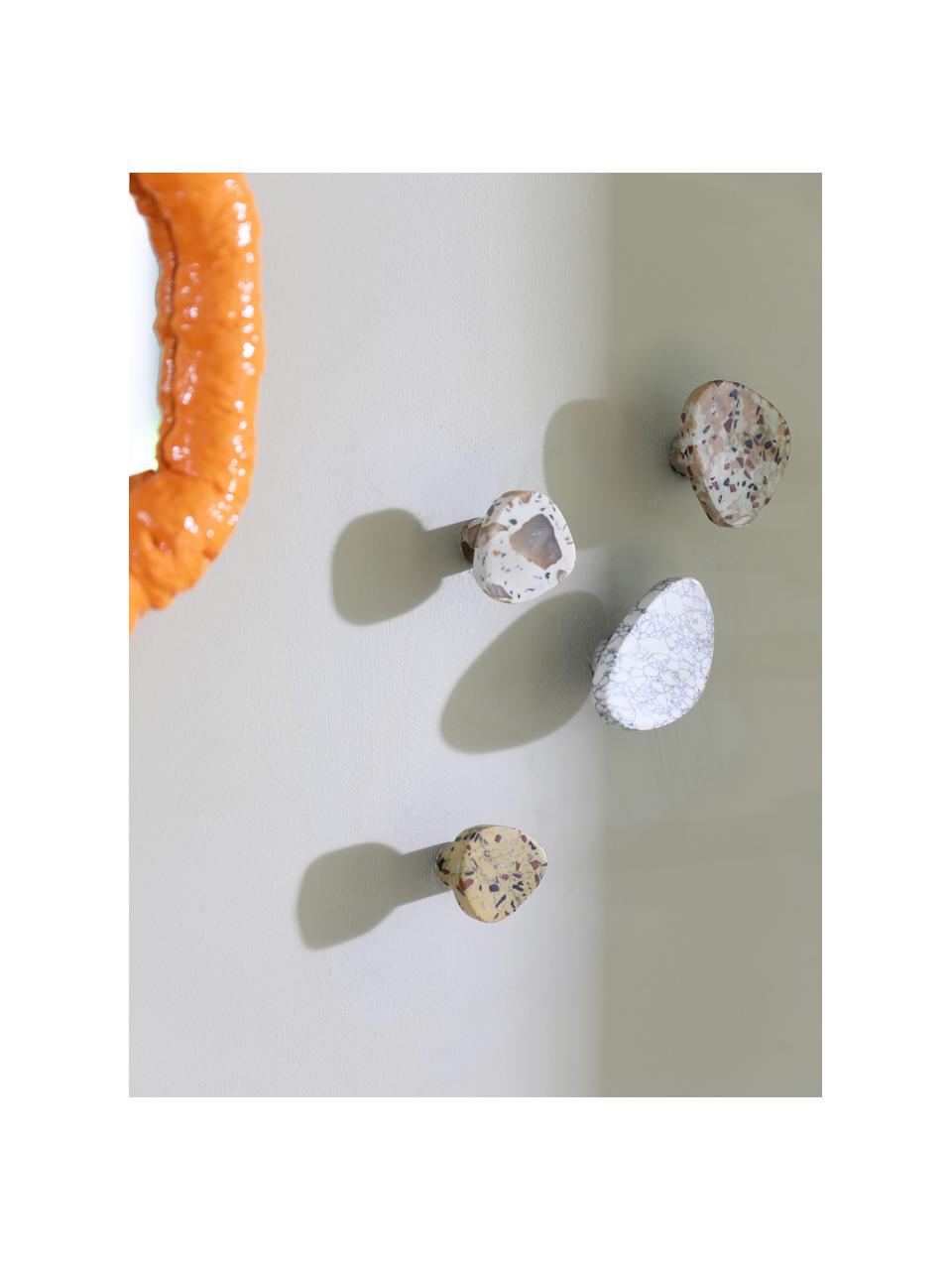 Nástenný vešiak z mramoru Crackle, Mramor, Mramorová biela, Š 7 x V 4 cm