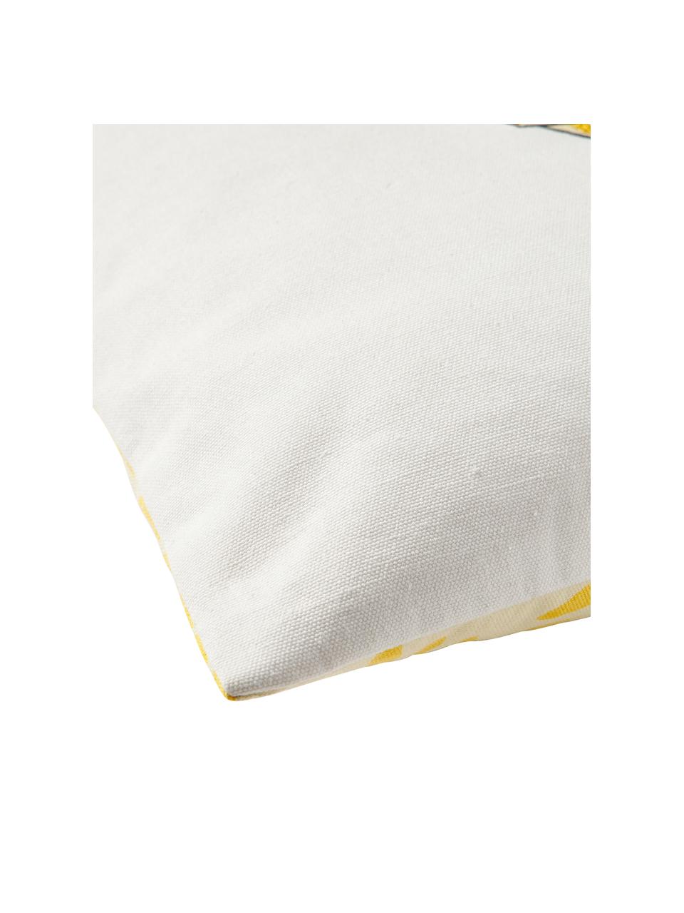 Copricuscino reversibile ricamata Maren, 100% cotone, Bianco, dorato, rosa, Larg. 45 x Lung. 45 cm
