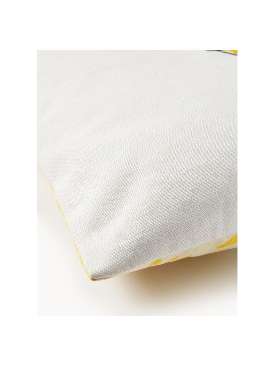 Vyšívaný obojstranný poťah na vankúš Maren, 100 % bavlna, Biela, žltá, bledoružová, Š 45 x D 45 cm