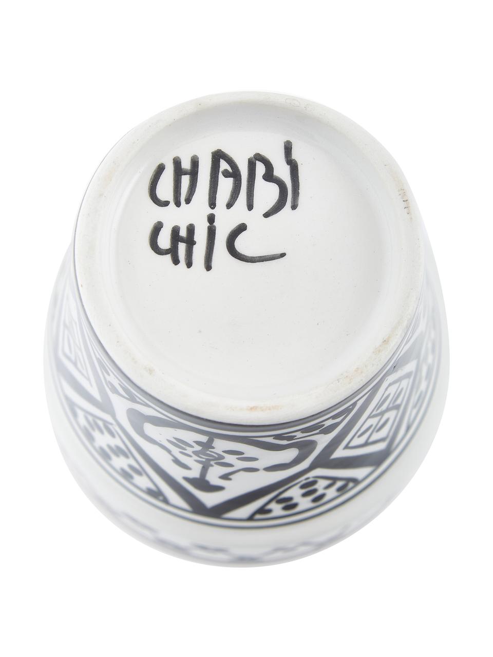 Ręcznie wykonany kubek Beldi, Ceramika, Czarny, odcienie kremowego, złoty, Ø 8 x W 11 cm, 300 ml