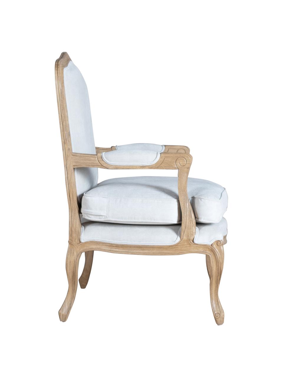 Sillón Riviera, Tapizado: 90% poliéster, 10% nylon, Estructura: madera de Sungkai maciza, Blanco, marrón, An 68 cm x F 74 cm