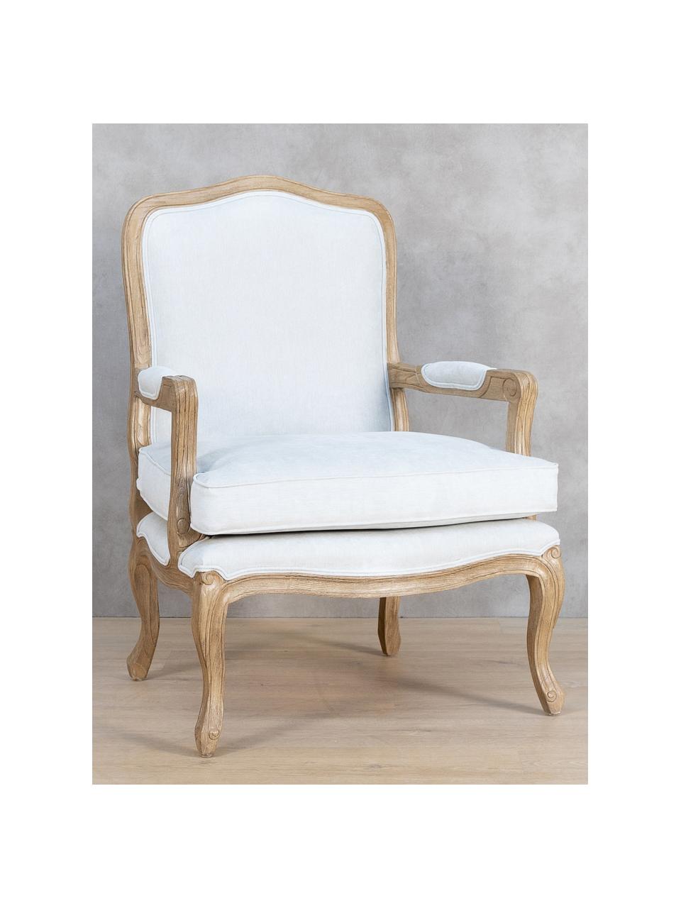 Sillón Riviera, Tapizado: 90% poliéster, 10% nylon, Estructura: madera de Sungkai maciza, Blanco, marrón, An 68 cm x F 74 cm