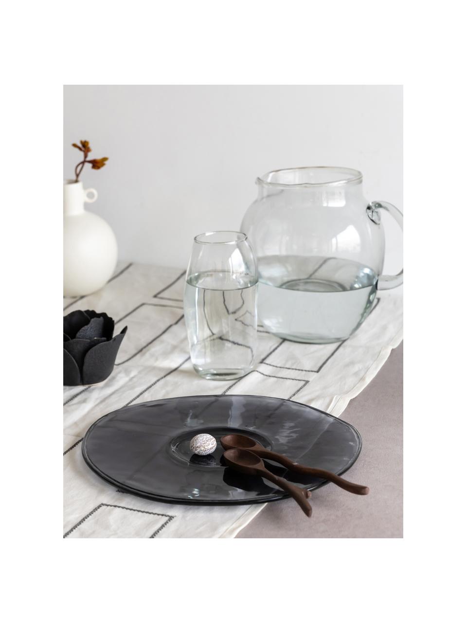 Handgemaakte dinerbord Phil van gerecycled glas in grijs, Gerecycled glas, Transparant, zwart, Ø 28 cm