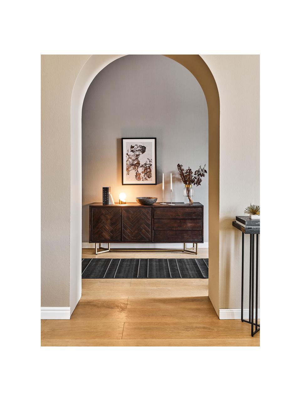 Enfilade bois massif à motif chevrons Luca, Bois de manguier, couleur dorée, larg. 160 x haut. 70 cm