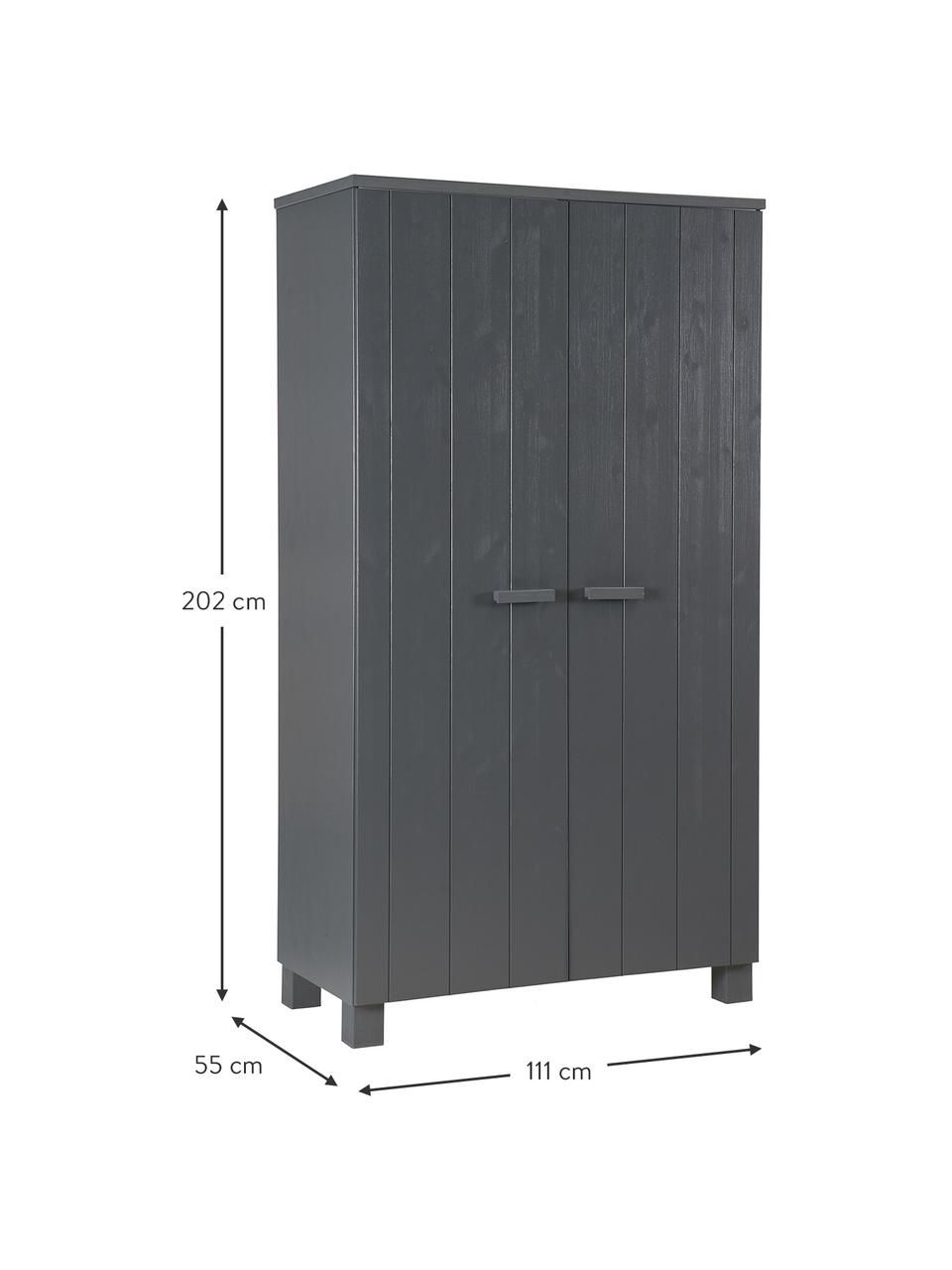 Armoire bois Dennis, Gris foncé