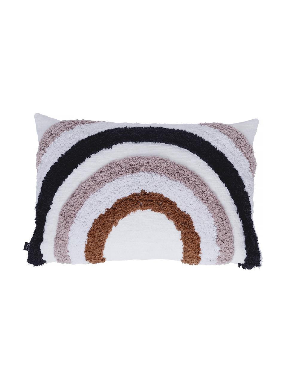 Flauschige Kissenhülle Arco mit Regenbogenmotiv, 100% Baumwolle, Weiß, Altrosa, Dunkelblau, Braun, 40 x 60 cm