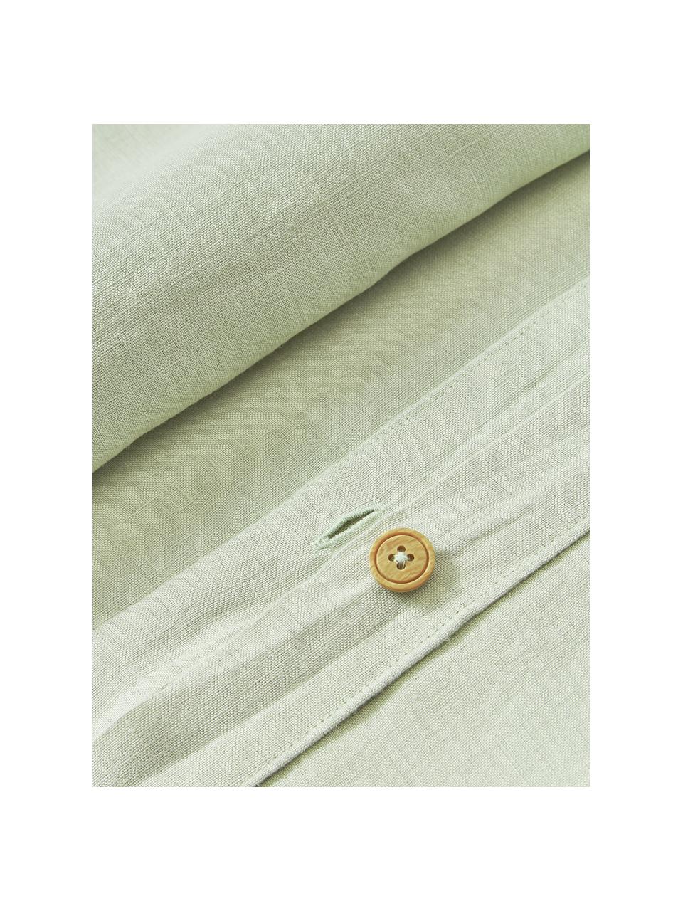 Housse de couette en lin délavé Airy, Vert clair, larg. 200 x long. 200 cm