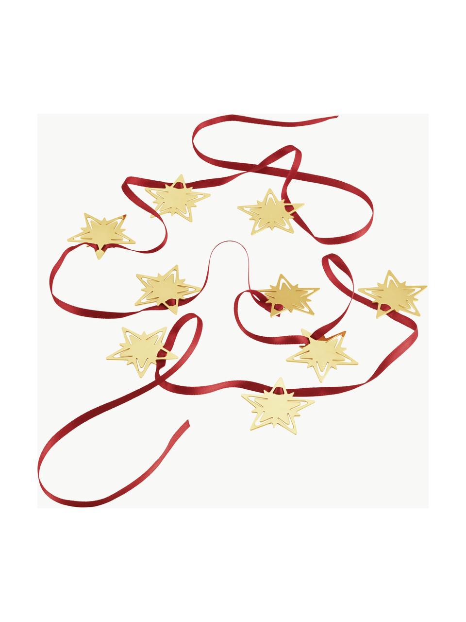 Addobbo per albero di Natale con due cinturini CC, Acciaio inossidabile rivestito in oro 18 carati, Oro, rosso, Lung. 160 x Alt. 4 cm