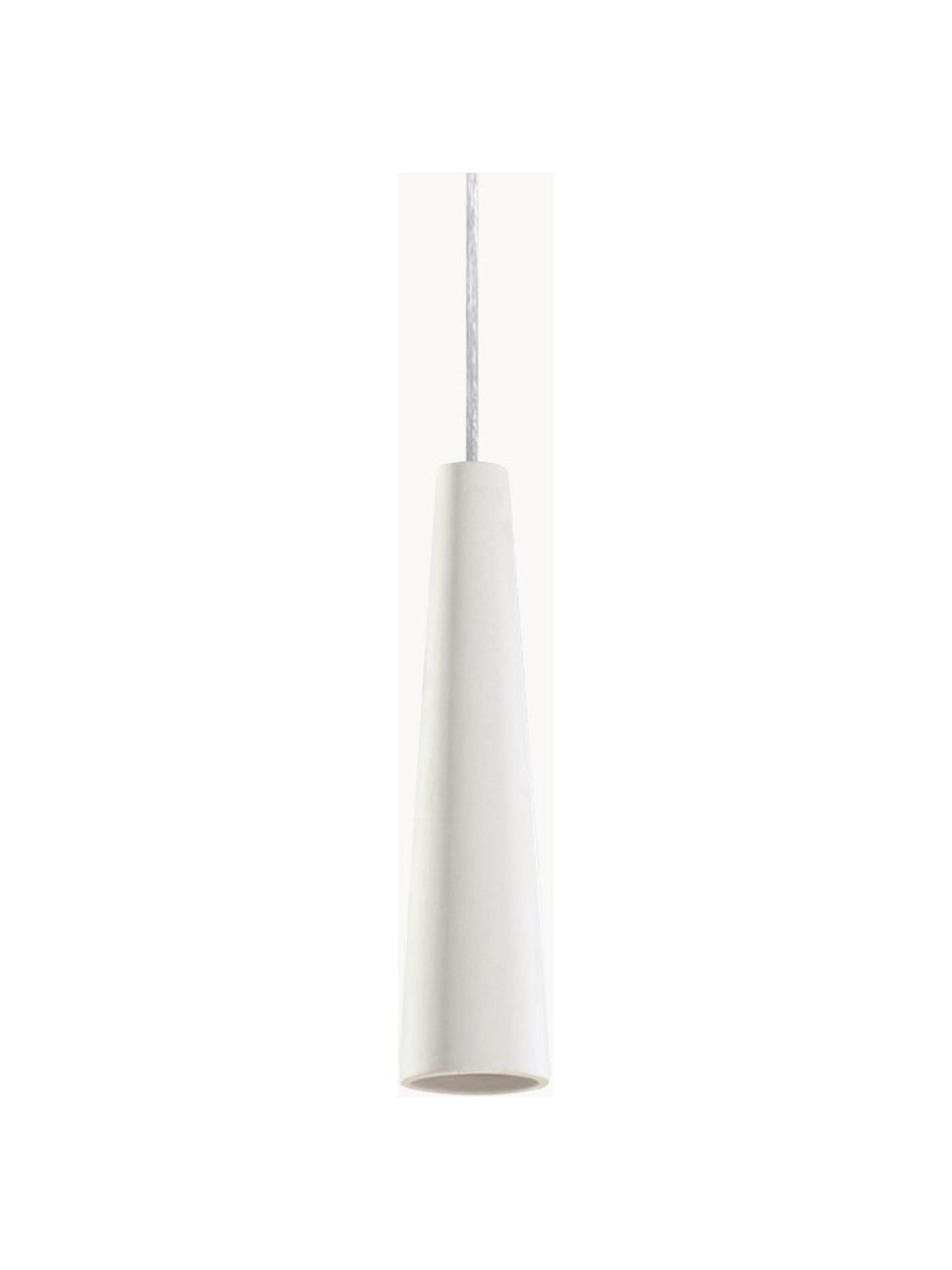 Kleine keramische hanglamp Alverna, Lampenkap: keramiek, Wit, gebroken wit, Ø 8 x H 32 cm