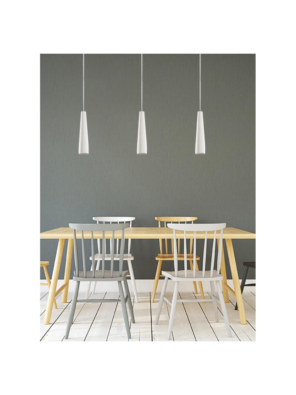 Kleine keramische hanglamp Alverna, Lampenkap: keramiek, Wit, gebroken wit, Ø 8 x H 32 cm