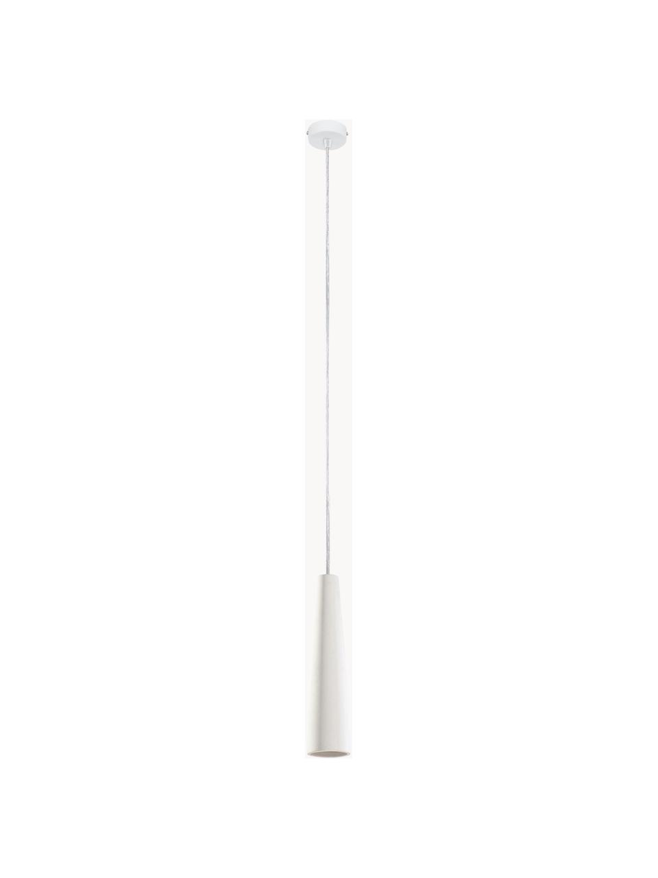 Kleine keramische hanglamp Alverna, Lampenkap: keramiek, Wit, gebroken wit, Ø 8 x H 32 cm