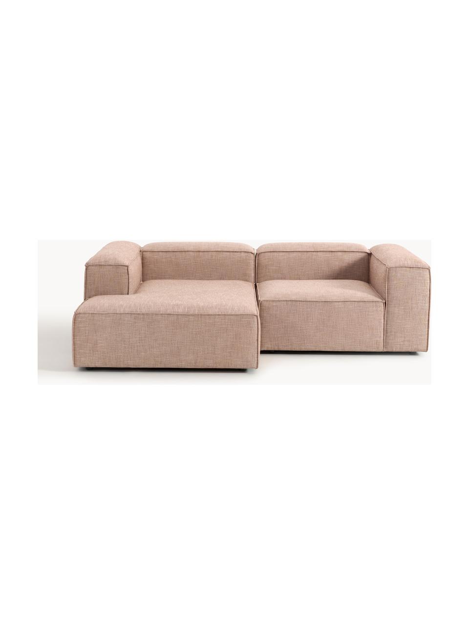 Modulares Ecksofa Lennon aus Leinen-Mix, Bezug: 50 % Viskose, 25 % Leinen, Gestell: Fichtenholz, Sperrholz, m, Leinen-Mix Rostrot, B 238 x T 180 cm, Eckteil links