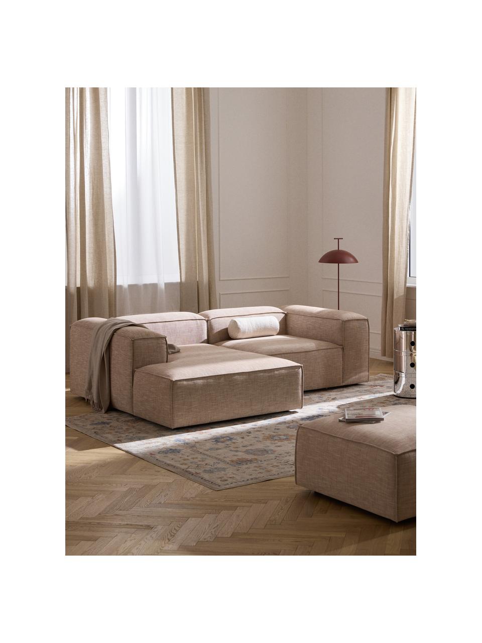 Modulares Ecksofa Lennon aus Leinen-Mix, Bezug: 50 % Viskose, 25 % Leinen, Gestell: Fichtenholz, Sperrholz, m, Leinen-Mix Rostrot, B 238 x T 180 cm, Eckteil links