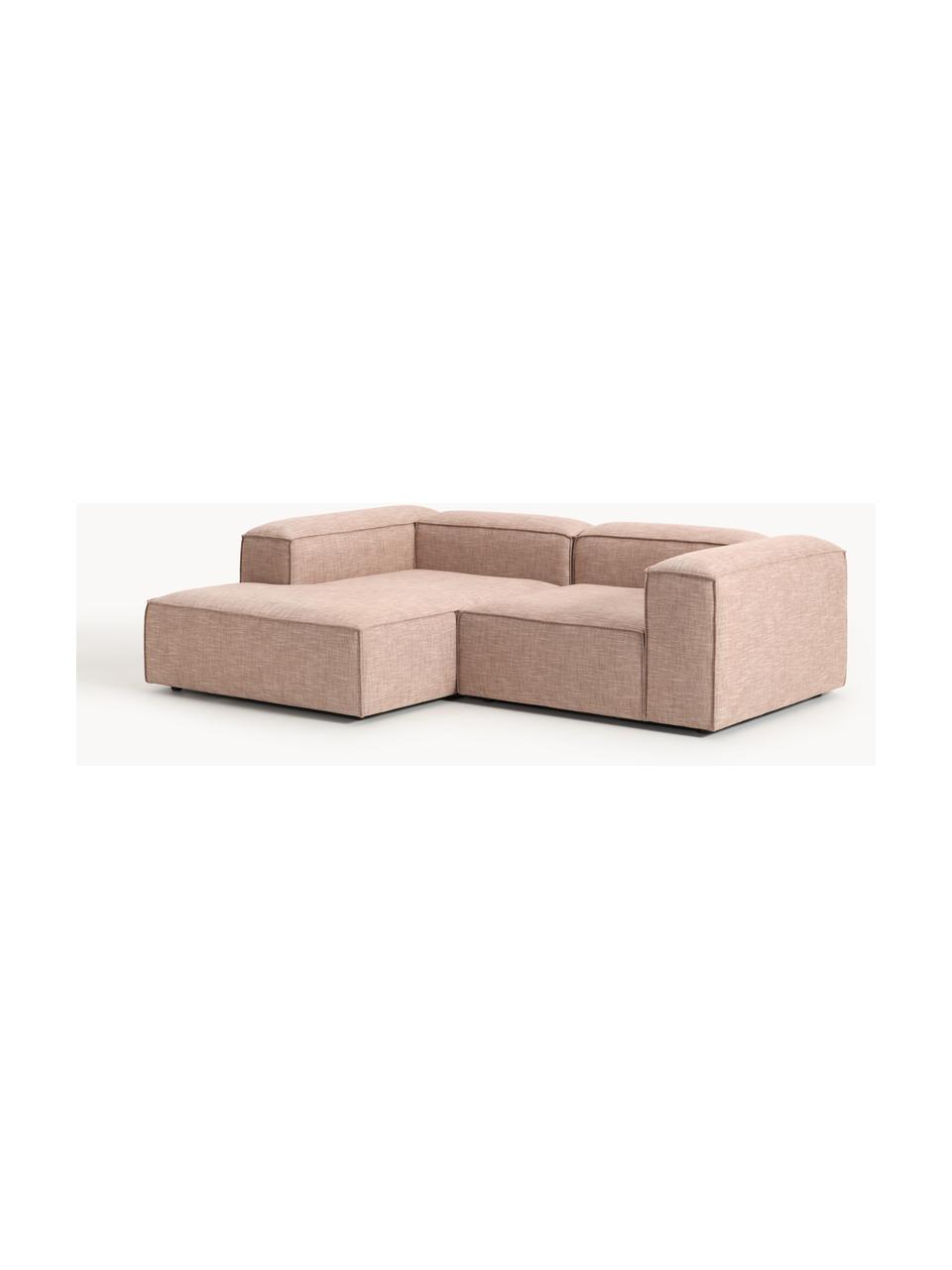 Modulares Ecksofa Lennon aus Leinen-Mix, Bezug: 50 % Viskose, 25 % Leinen, Gestell: Fichtenholz, Sperrholz, m, Füße: Kunststoff Dieses Produkt, Leinen-Mix Rostrot, B 238 x T 180 cm, Eckteil links