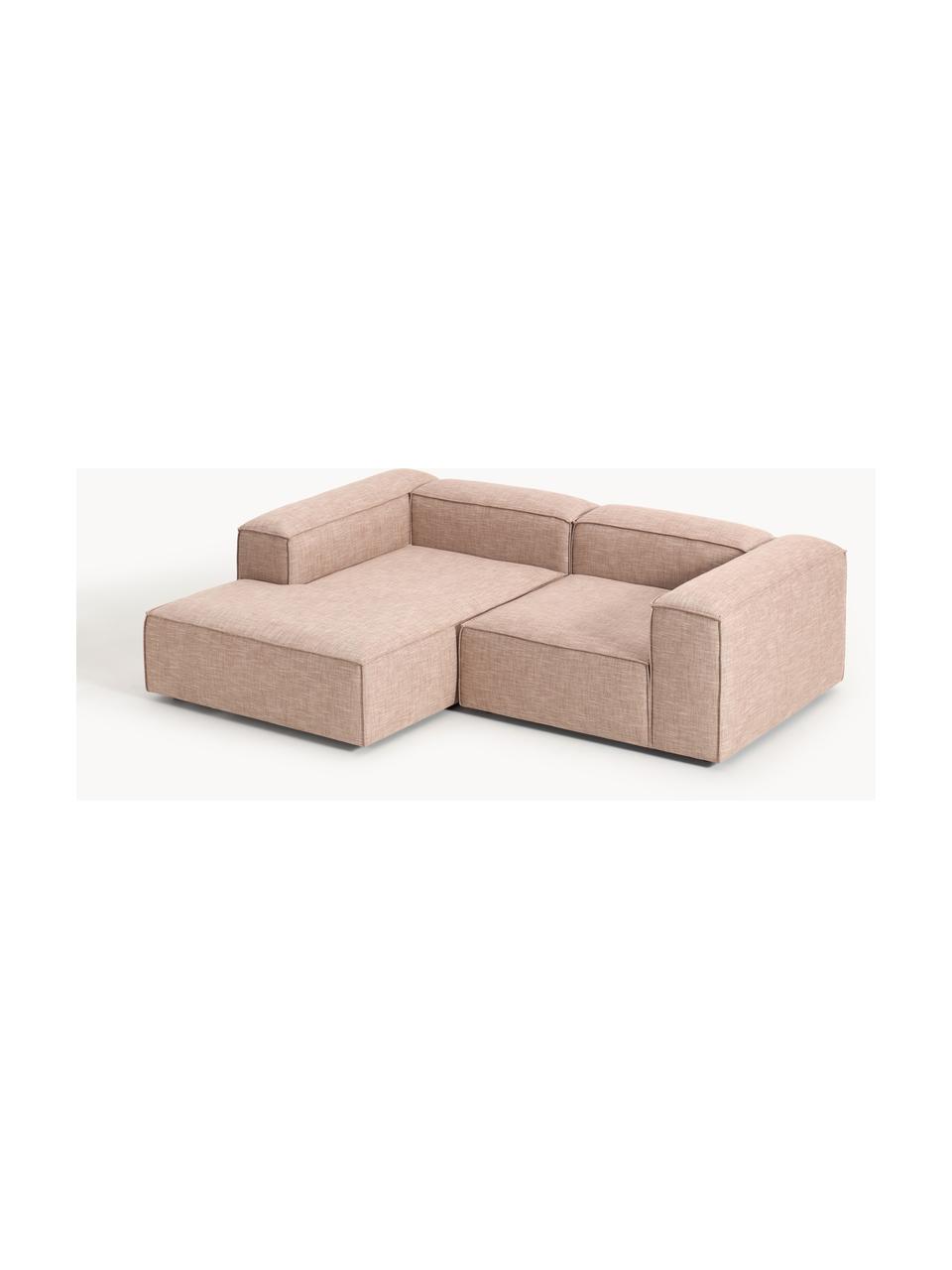 Modulares Ecksofa Lennon aus Leinen-Mix, Bezug: 50 % Viskose, 25 % Leinen, Gestell: Fichtenholz, Sperrholz, m, Leinen-Mix Rostrot, B 238 x T 180 cm, Eckteil links