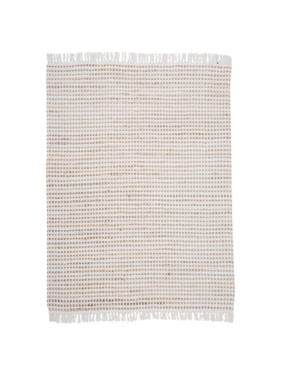 Teppich Fiesta aus Baumwolle/Jute, 55% Baumwolle, 45% Jute, Weiss, Beige, B 200 x L 300 cm (Grösse L)