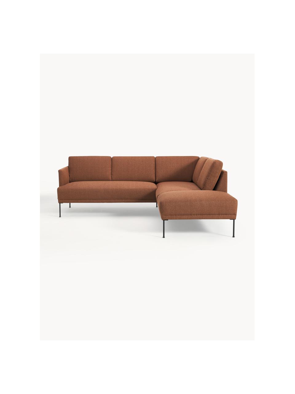 Sofa narożna Fluente, Tapicerka: 100% poliester Dzięki tka, Stelaż: lite drewno sosnowe, Nogi: metal malowany proszkowo , Nugatowa tkanina, S 221 x G 200 cm, lewostronna