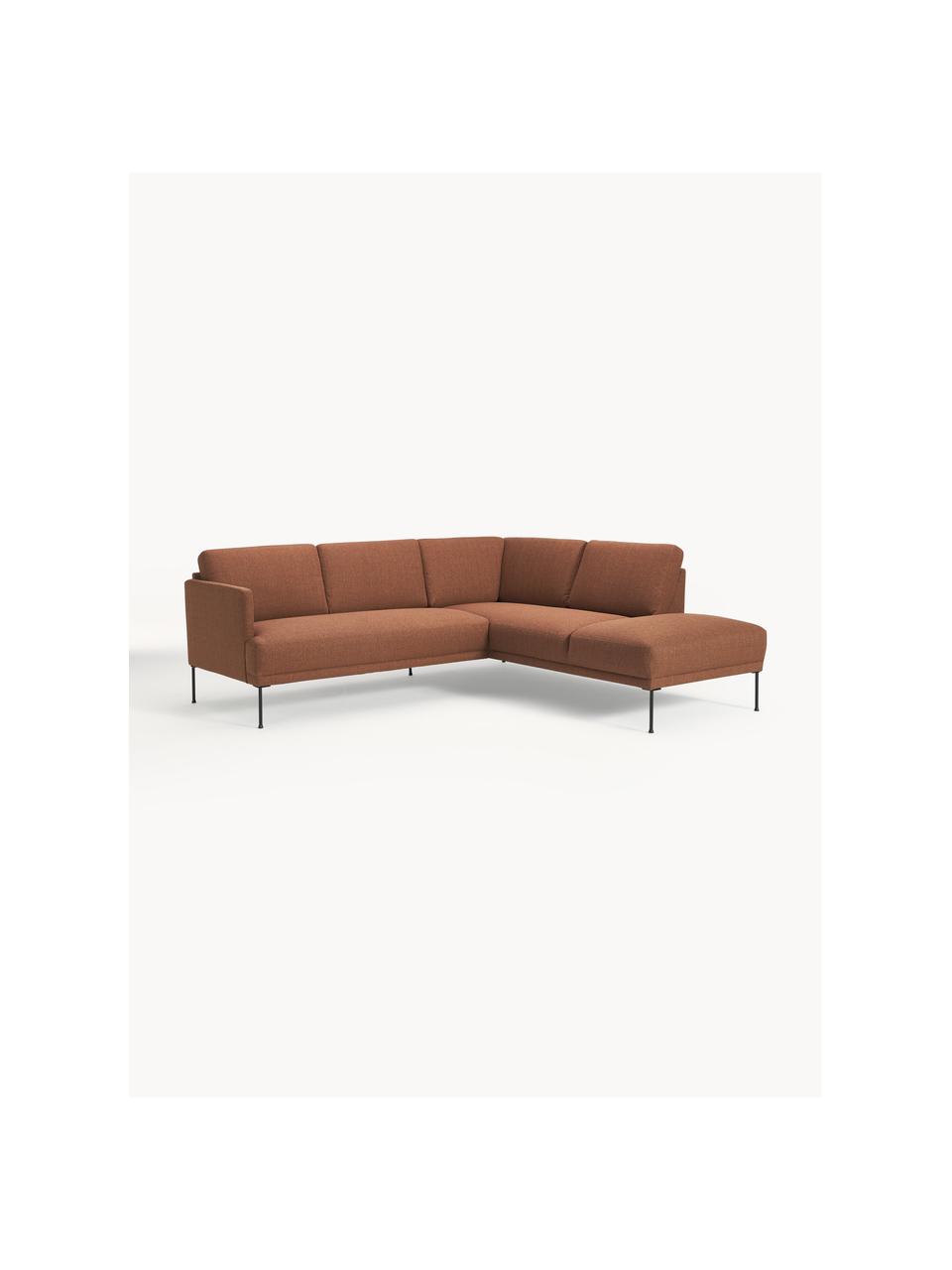 Ecksofa Fluente, Bezug: 100% Polyester 35.000 Sch, Gestell: Massives Kiefernholz, Füße: Metall, pulverbeschichtet, Webstoff Nougat, B 221 x T 200 cm, Eckteil rechts