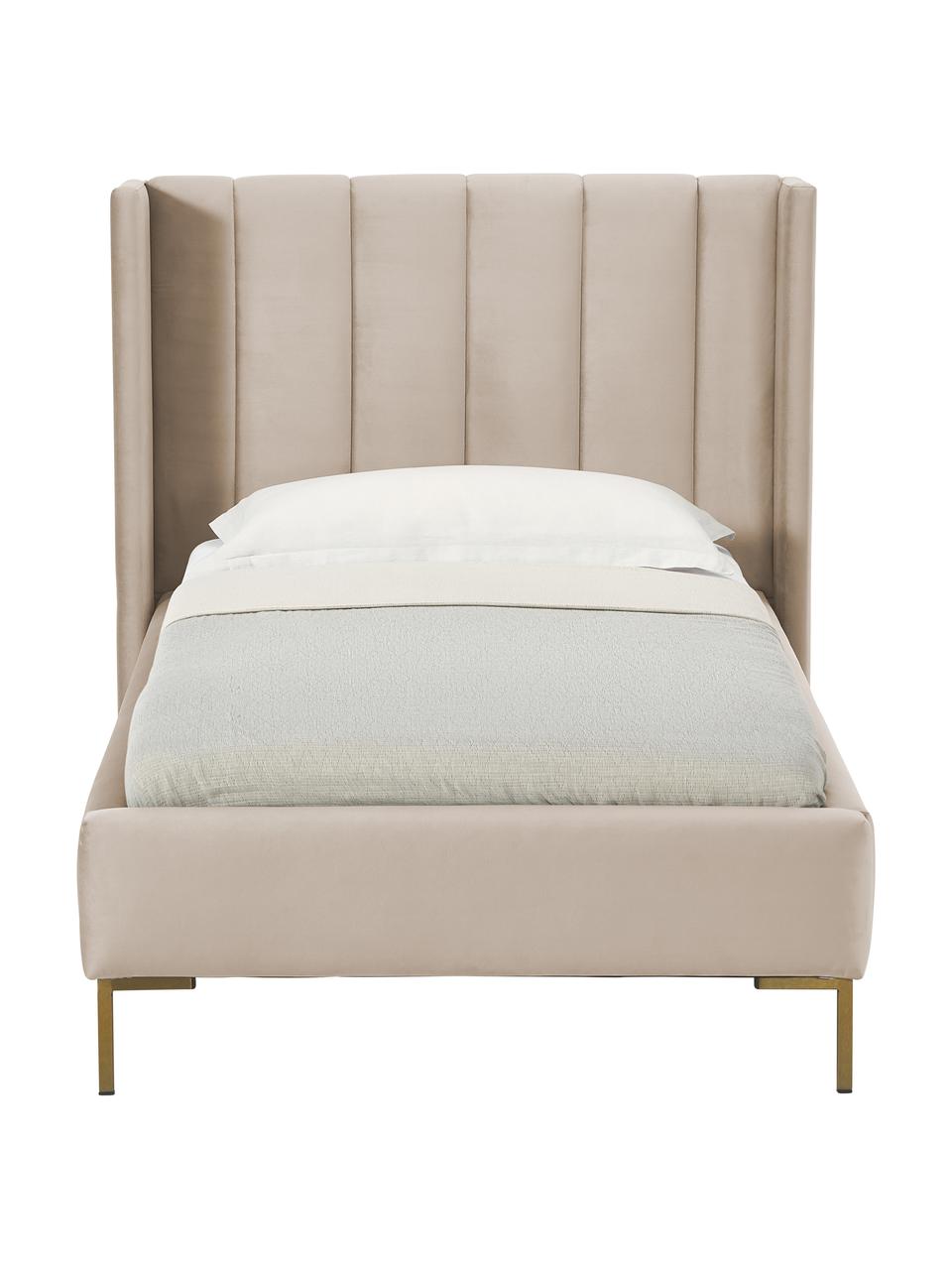 Letto singolo in velluto Dusk, Rivestimento: velluto di poliestere Con, Velluto beige, Larg. 90 x Lung. 200 cm