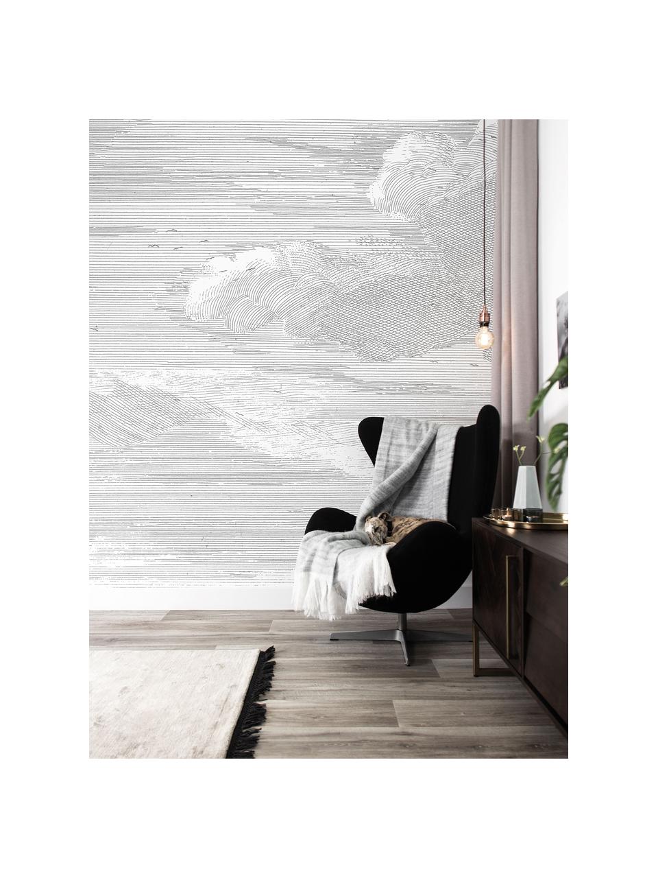 Adesivo murale grigio Clouds, Tessuto non tessuto, Grigio, bianco, Larg. 195 x Alt. 280 cm