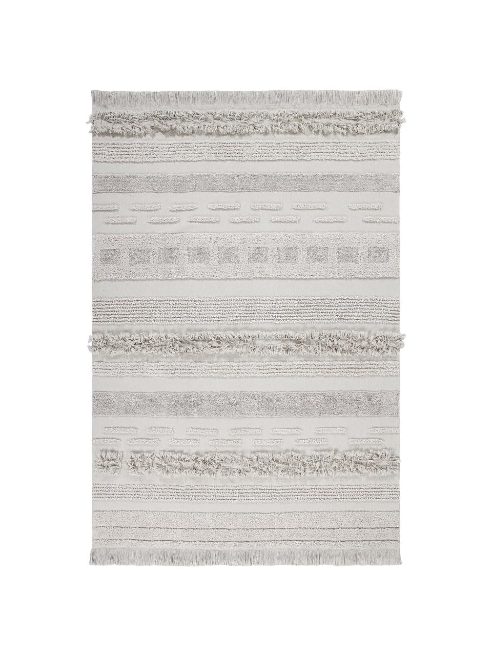 Tappeto in cotone effetto a rilievo Air, Retro: cotone riciclato, Beige, Larg. 140 x Lung. 200 cm (taglia S)