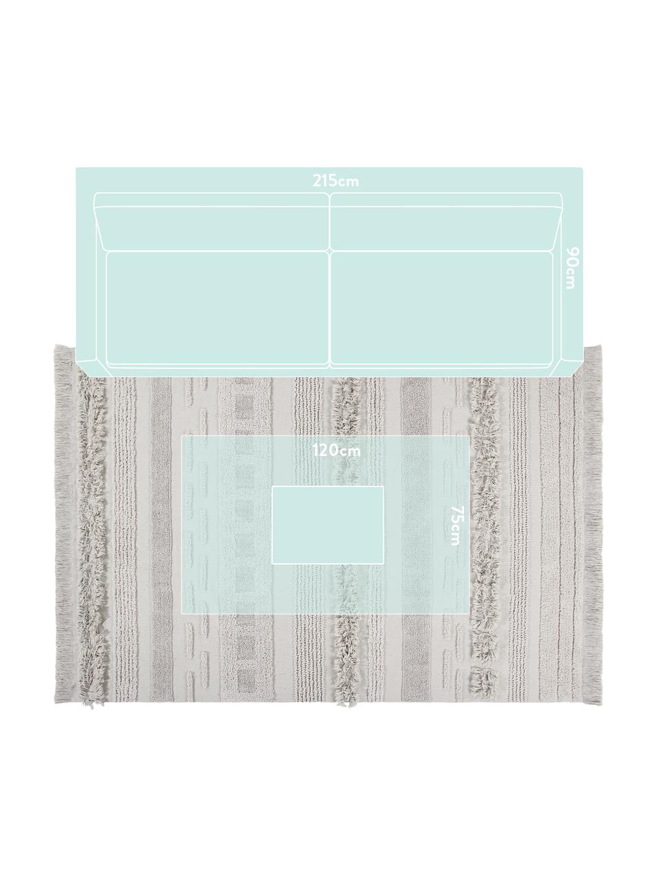 Tappeto in cotone effetto a rilievo Air, Retro: cotone riciclato, Beige, Larg. 140 x Lung. 200 cm (taglia S)