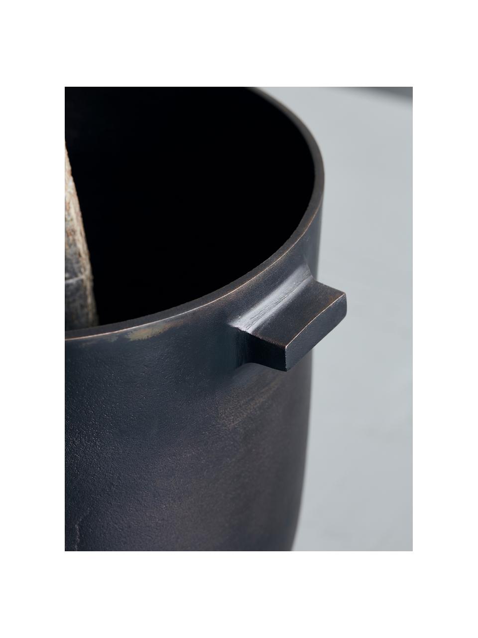 Übertopf Foem aus Metall, Metall, beschichtet, Dunkelbraun, Ø 25 x H 28 cm
