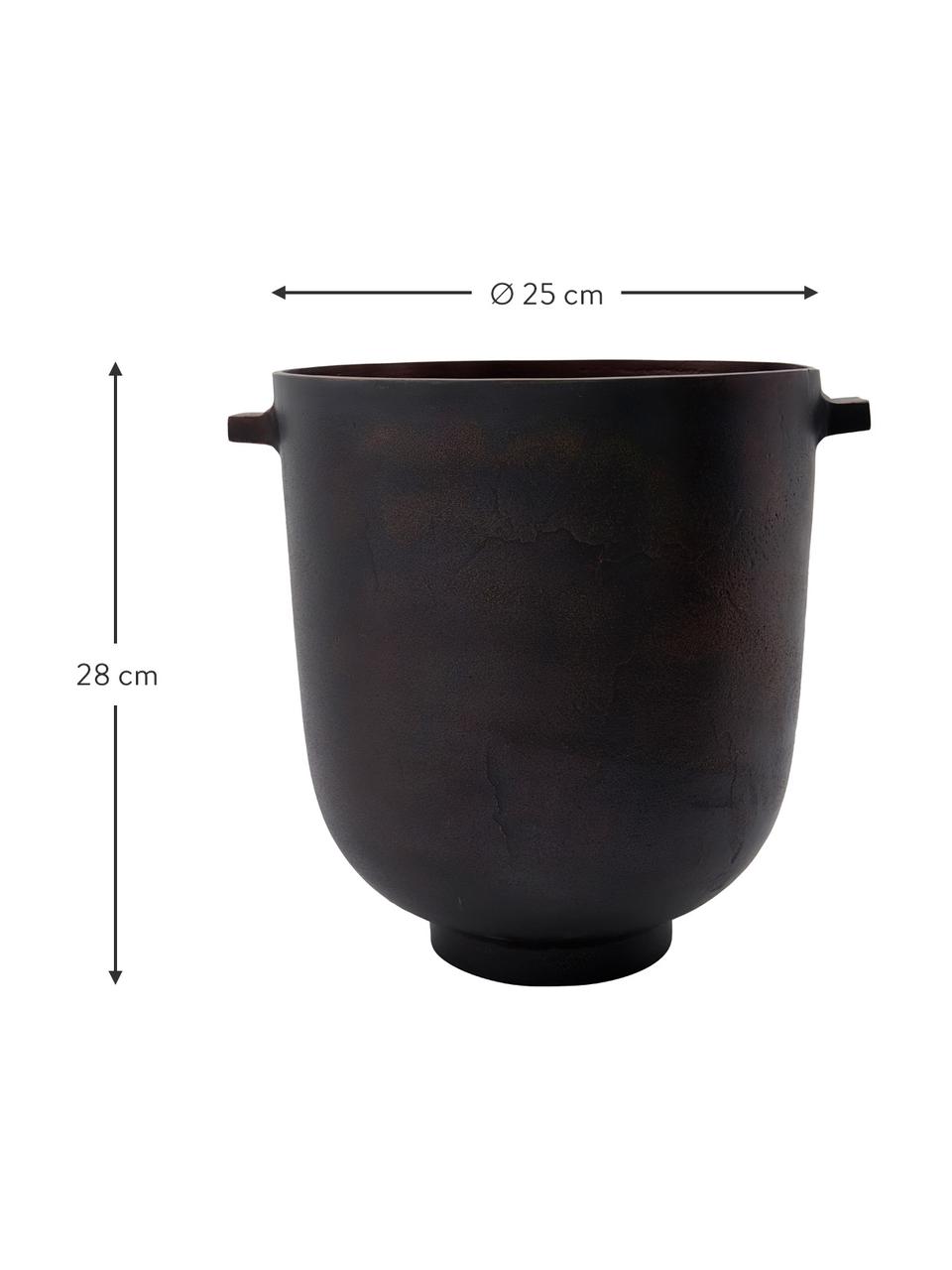 Obal na kvetináč z kovu Foem, Potiahnutý kov, Tmavohnedá, Ø 25 x V 28 cm