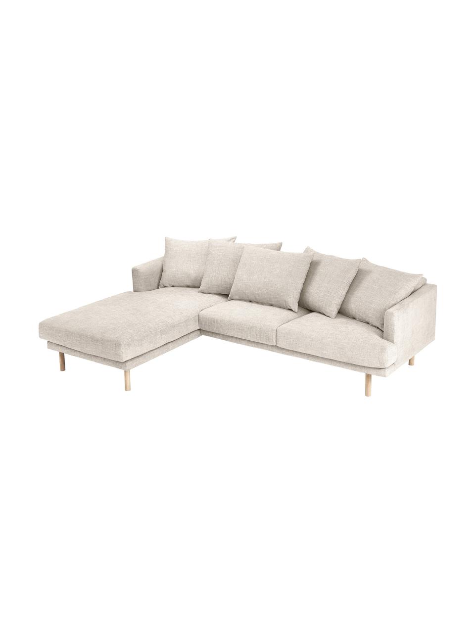 Ecksofa Adrian (3-Sitzer), Bezug: 47 % Viskose, 23 % Baumwo, Gestell: Sperrholz, Füße: Eichenholz, geölt, Webstoff Beige, B 255 x T 182 cm, Eckteil links